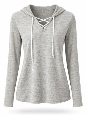 Ultra Flirt Gray Hoodie with Lace-Up Detail